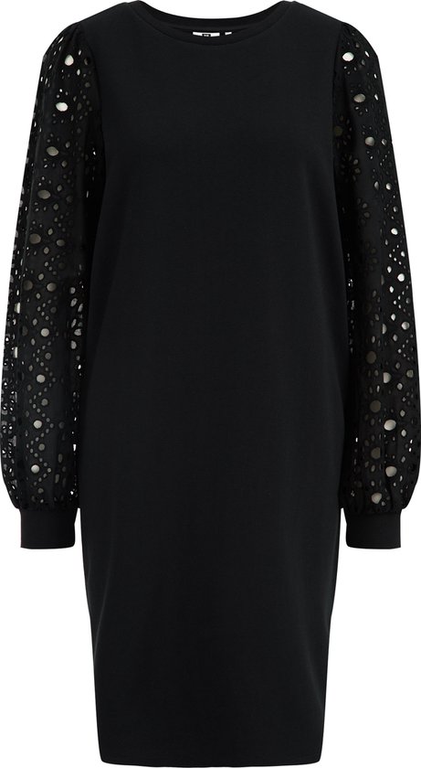 WE Fashion Dames sweaterjurk met broderie anglaise bol