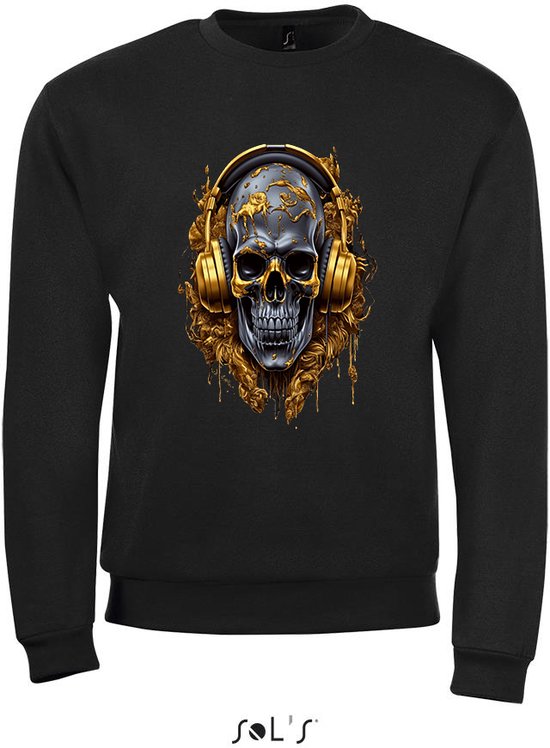 Sweatshirt 2-140 Skull gold Headphone - 4xL