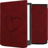 kwmobile e reader hoes geschikt voor Pocketbook InkPad 4 - Case van kunstleerleer - Brushed Hart design - In donkerrood