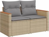 vidaXL-Tuinbank-2-zits-met-kussens-poly-rattan-beige