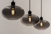 Lumidora Hanglamp 31041 - OSLO - 3 Lichts - E27 - Zwart - Grijs - Metaal