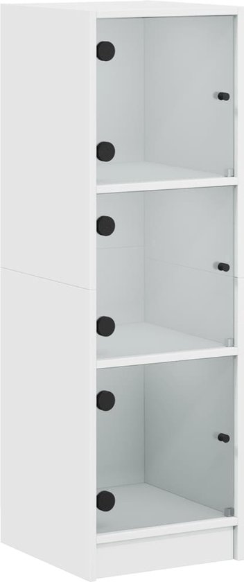 vidaXL Hoge kast met glazen deur 35x37x142 cm wit