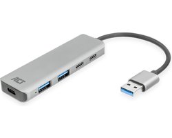 ACT USB-A hub 3.0, 2x USB-A, 2x USB-C AC6125