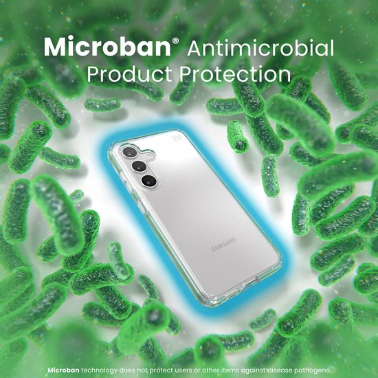 Speck hoesje geschikt voor Samsung Galaxy S24 - Slank - Kristalhelder - Valbescherming gecertificeerd tot 4 meter - Microban Antibacterieel - Presidio Perfect Clear lijn - Transparant