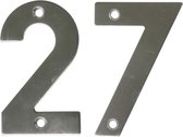 AMIG Huisnummer 27 - massief Inox RVS - 10cm - incl. bijpassende schroeven - zilver