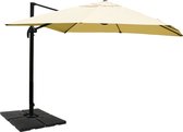 Cosmo Casa Catering Zweefparasol - Polyester/Aluminium - 25kg - Crème - Met Standaard - Draaibaar - 3.5x3.5m (Ø4.95m)