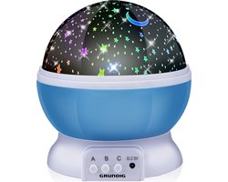 foto van Grundig Nachtlamp sterren projector - 3 standen - 360 graden - galaxy projector sterrenhemel - blauw