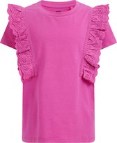 WE Fashion Meisjes T-shirt met broderie anglaise