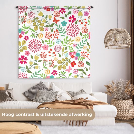Tapisserie - Tissu mural - Fleurs - Couleurs - Motifs - 150x150 cm - Tapisserie