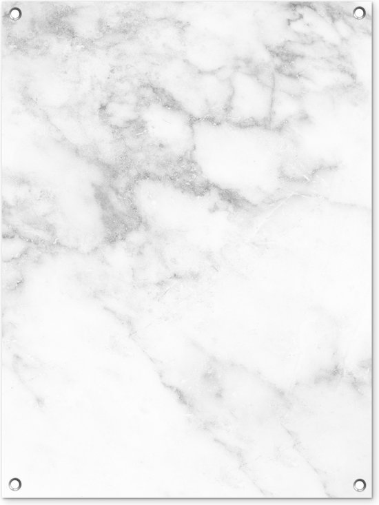 Tableau jardin Marbre - Wit - Grijs - Luxe - Aspect marbre - Pierre - 60x80 cm - Affiche jardin - Toile jardin - Affiche extérieur