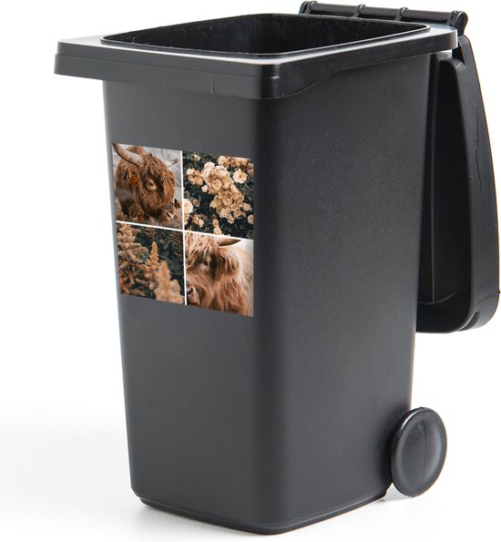 Container sticker Schotse hooglander - Collage - Herfst - 40x40 cm - Kliko sticker