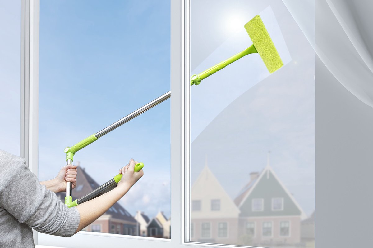 Raamwisser met telescoop steel - 2-in-1 raamtrekker - buigbaar - 161 cm- 191 cm
