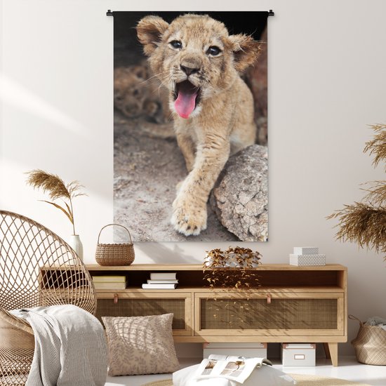 Tapisserie Lions - Cub Tapisserie coton 90x135 cm - Tapisserie avec photo