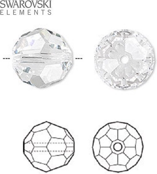 Swarovski Elements, 2 stuks Swarovski ronde kralen, 14mm, clear crystal, (5000)