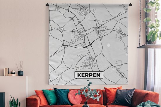 Wandkleed - Wanddoek - Kerpen - Kaart - Stadskaart - Duitsland - Plattegrond - 180x180 cm - Wandtapijt