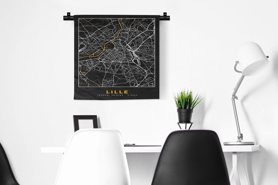 Tapisserie murale - Tissu mural - Lille - Plan - Plan de ville - France - Carte - 60x60 cm - Tapisserie murale