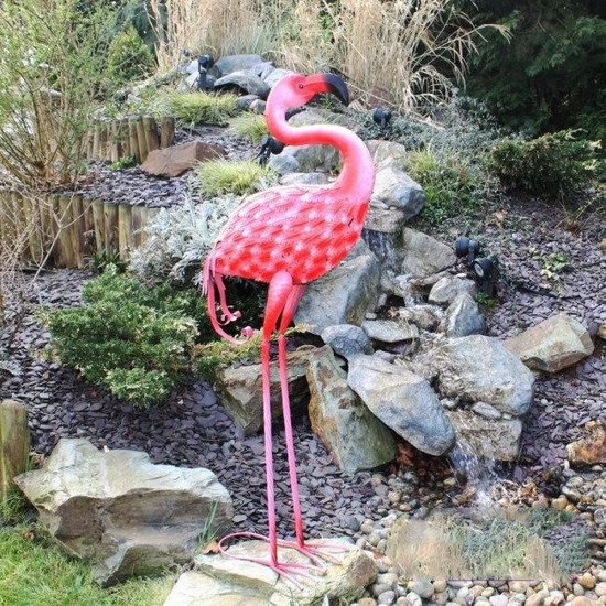 Tuinbeeld - beeld - metalen beeld flamingo - 85 cm hoog - voor huis en tuin  | bol.com