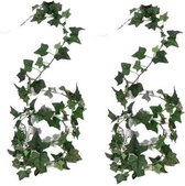 2x Groene slinger plant Hedera Helix/klimop kunstplant 180 cm voor binnen -  kunstplanten/nepplanten