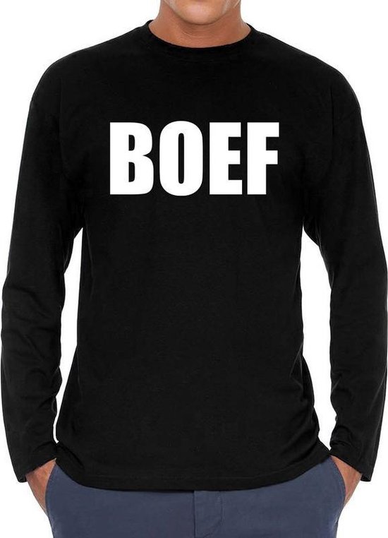 Jachtluipaard Vluchtig perzik BOEF long sleeve t-shirt zwart heren - zwart BOEF shirt met lange mouwen S  | bol.com
