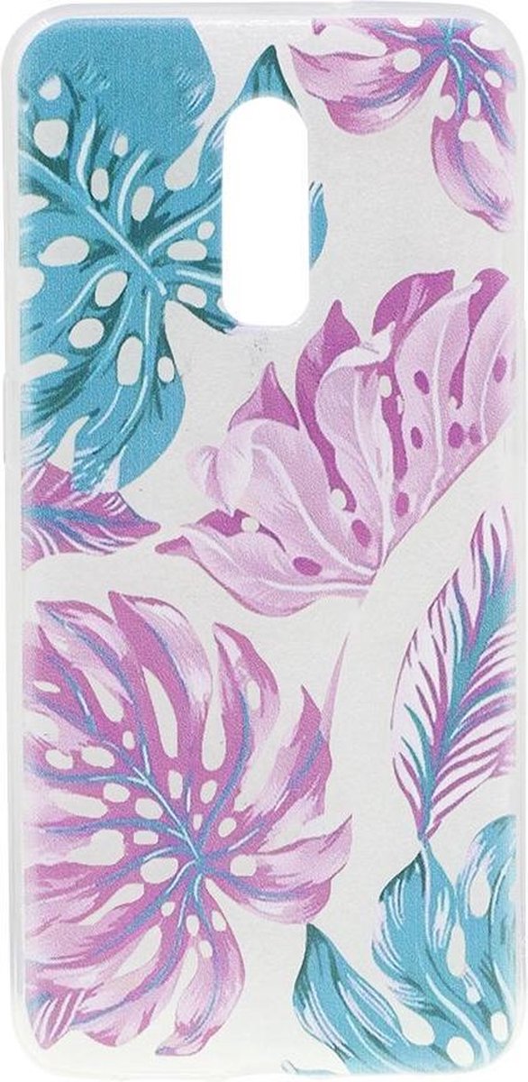 Shop4 - OnePlus 7 Pro Hoesje - Zachte Back Case Bladeren Gekleurd