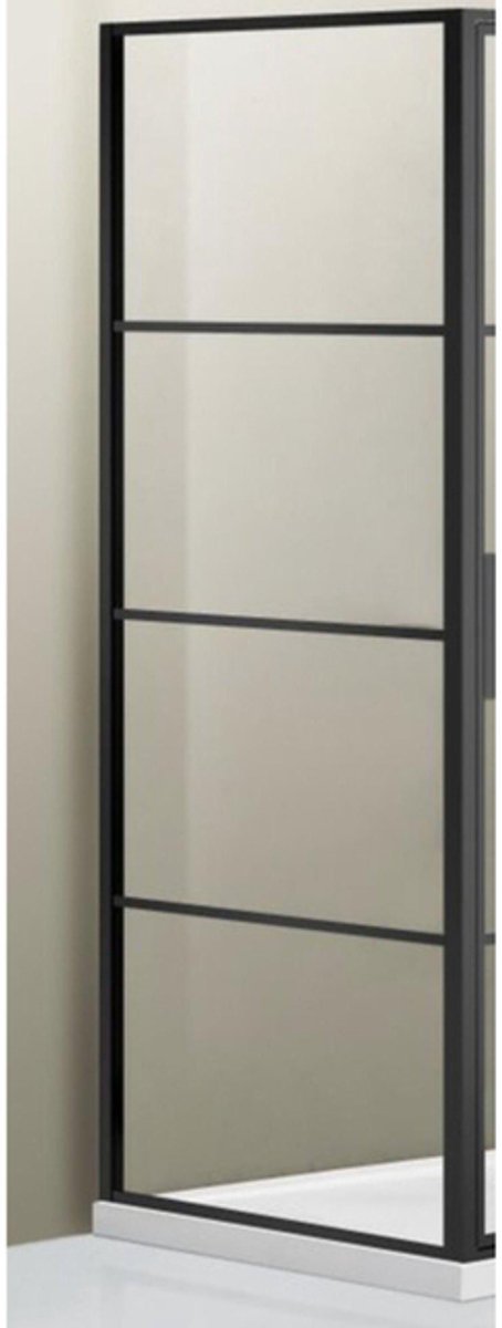 FugaFlow Efficiente Vetro Zijwand - 90x200cm - frame lines buitenzijde - anti kalk - mat zwart