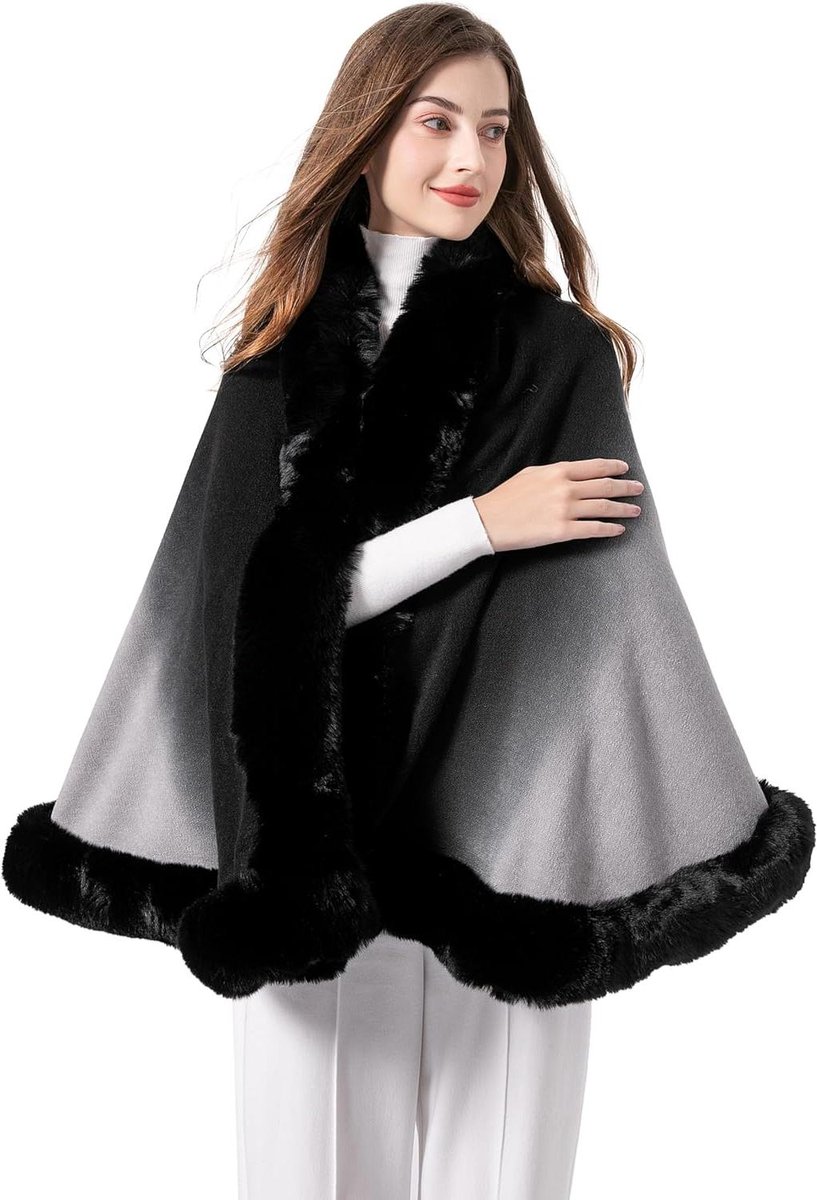 Winter sjaal van imitatiebont voor dames - Warme omslagdoek in cape stijl - Stijlvol accessoire voor koude dagen