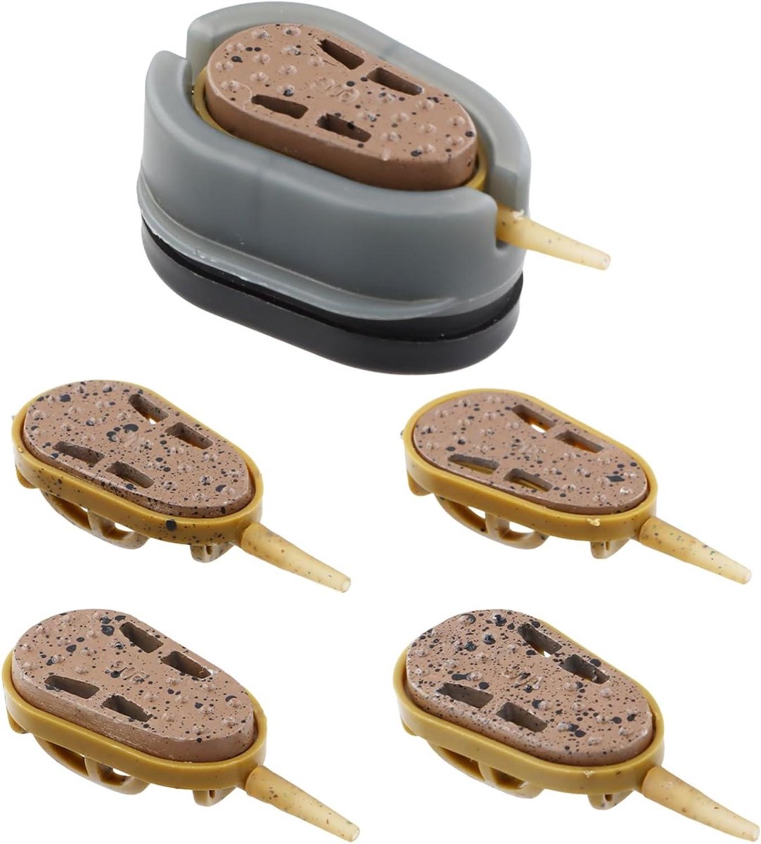 Allecto Plus - Set met gereedschap en 5-in-1 voer voor karpervissen - 20g, 30g, 40g, 50g, 60g gewichten - Visaccessoires en feeder pellets - Groot aas voor karpervissen