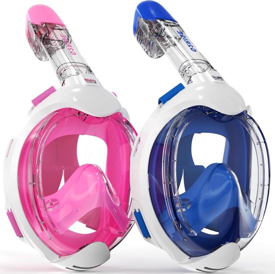 Masque de plongée Face pour enfants - Vue panoramique à 180 degrés, tuba antibuée et antifuite avec partie supérieure sèche - 3 à 8 ans