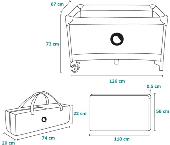Lionelo Stefi - Meegroeibed - Campingbedje - 125x65cm - tot 15kg - Co-sleeper - Transporttas van LIONELO — afbeelding 3