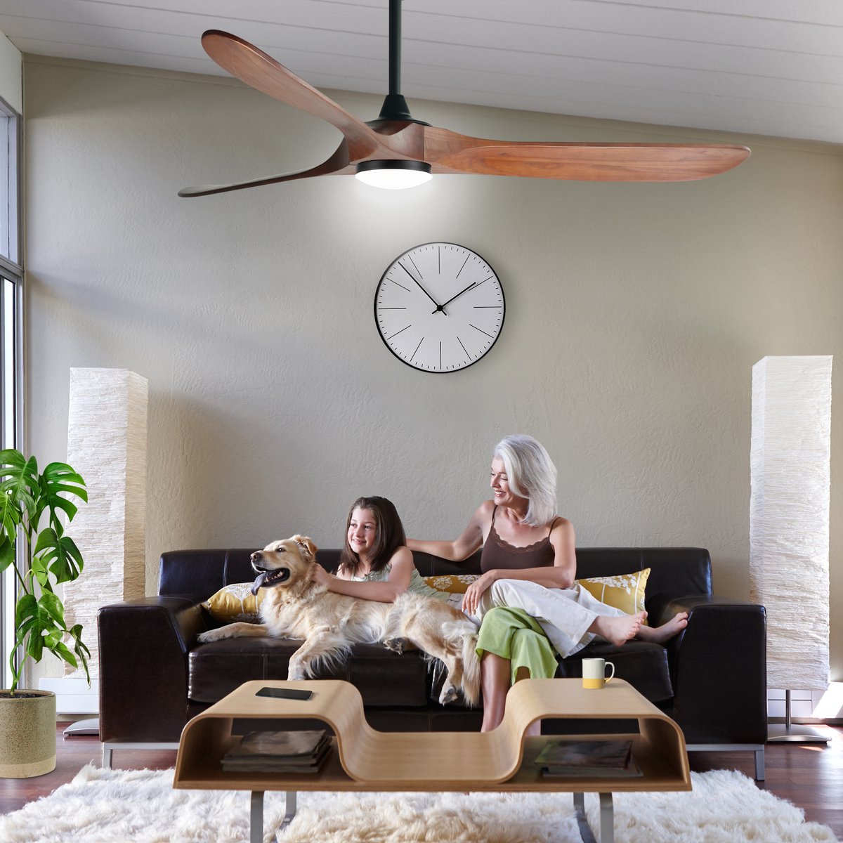 Goedewaere Plafondventilator 'Nordic Wood' met lamp - Groot - Met Afstandsbediening - Fluisterstil - Timer - Ideaal voor slaapkamer - Ventilator plafond thumbnail 6