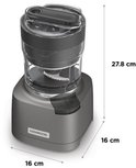 Grijze Kenwood chopper met afmetingen 16x16x27.8 cm.