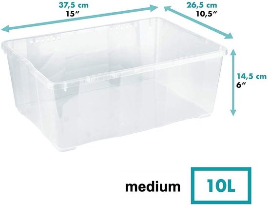 Stapelbare kunststof opbergdozen met deksel - Transparant - 3 stuks voor kleding, schoenen, speelgoed en knutselwerk