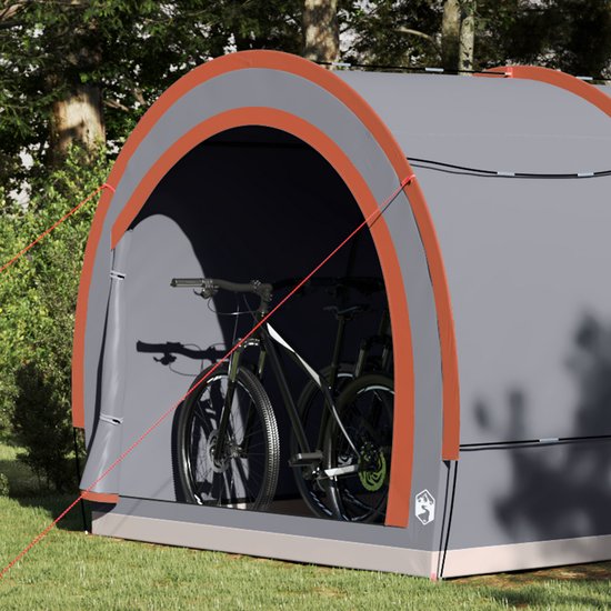 vidaXL - Fietstent - met - dak - met - opslag - Grijs - en - Oranje - 256 - x - 222 - x - 182 - cm van Merkloos — afbeelding 5