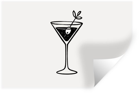 Stickers muraux - Film autocollant - Cocktail - Glas - Olive - Minimaliste - 120x80 cm - Film adhésif - Stickers muraux chambre enfant - Papier peint autocollant - Papier peint autocollant - Film autocollant