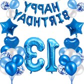 Marineblauwe verjaardagsfeestdecoraties - 29 stuks blauwe feestdecoraties voor mannen jongens, Happy Birthday-banner, papieren slingers, lantaarns, tissuepompoms - ZERODECO