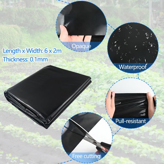 Bâche Bassin étang Bâche Pour Bassin 2x2 M - Épaisseur 0,5 Mm - Étanche Et Résistante Aux UV - Noir Bâche étanche UV