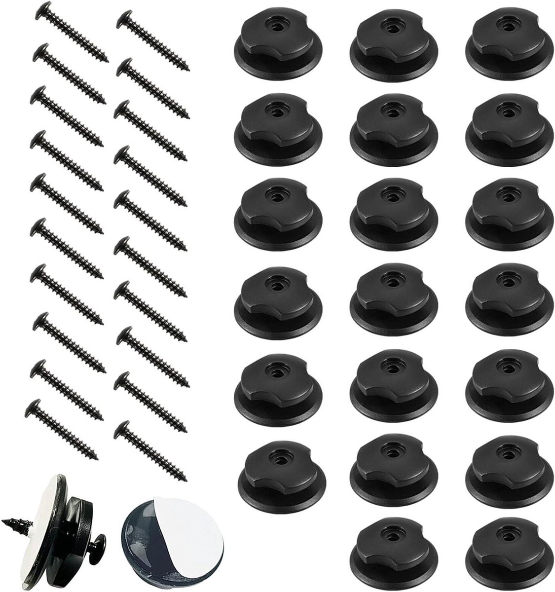 JGS Premium - 20 stuks dekzeilhaken auto-aanhanger accessoires met schroeven en kleefpads