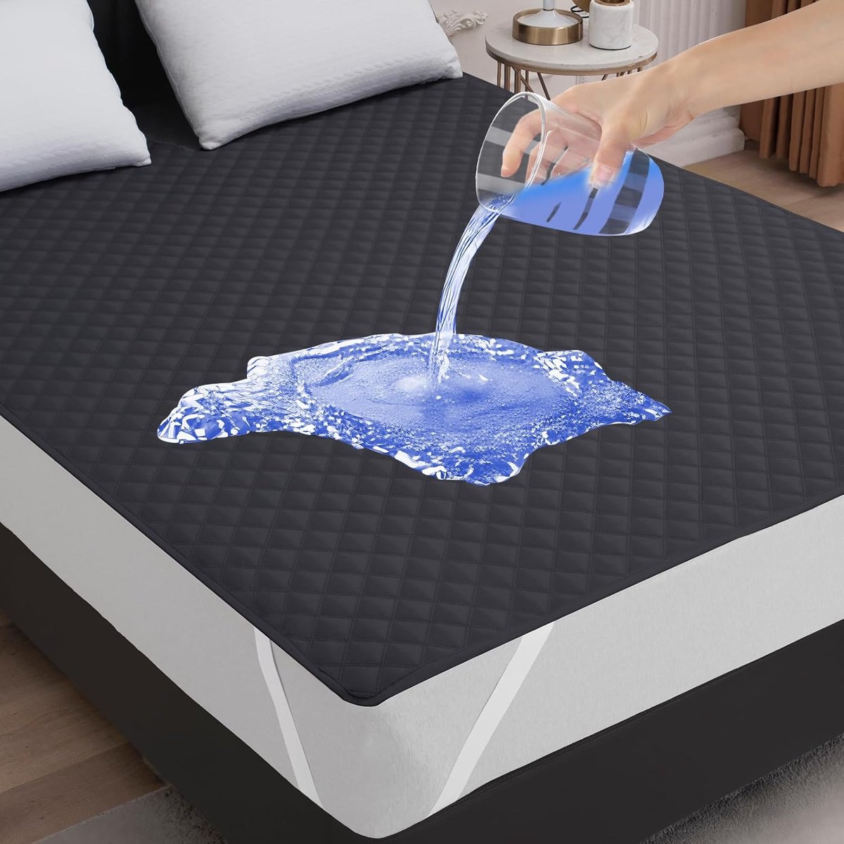 Slaaptextiel Waterdichte matrasbeschermer - ademend en comfortabel - 1 stuk - 180x200 cm Donkergrijs