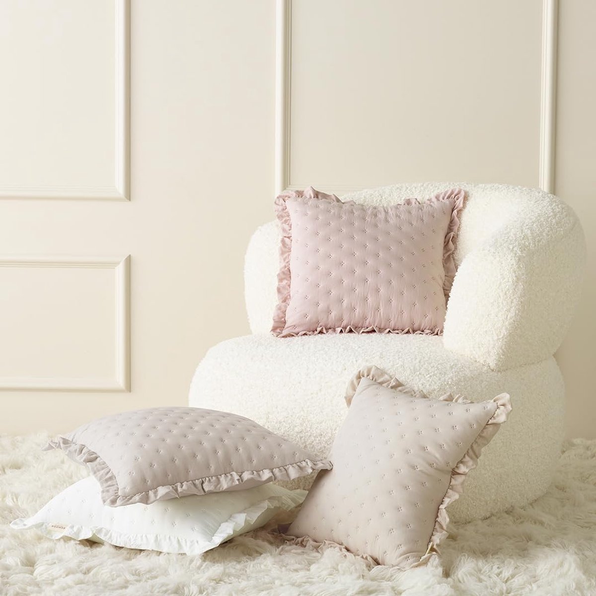 Ibenzoa Sierlijke Decoratieve Kussensloop voor Modern Interieur in Slaapkamer of Woonkamer, Zandbeige, 45 x 45 cm