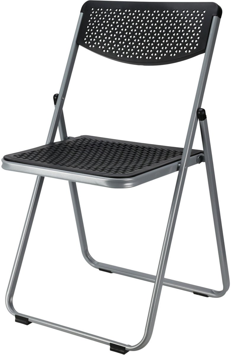 Home & Styling Klapstoel voor buiten/binnen - zwart - 48 x 82 cm - stevig kunststof - Bijzet stoelen - Vouwstoelen