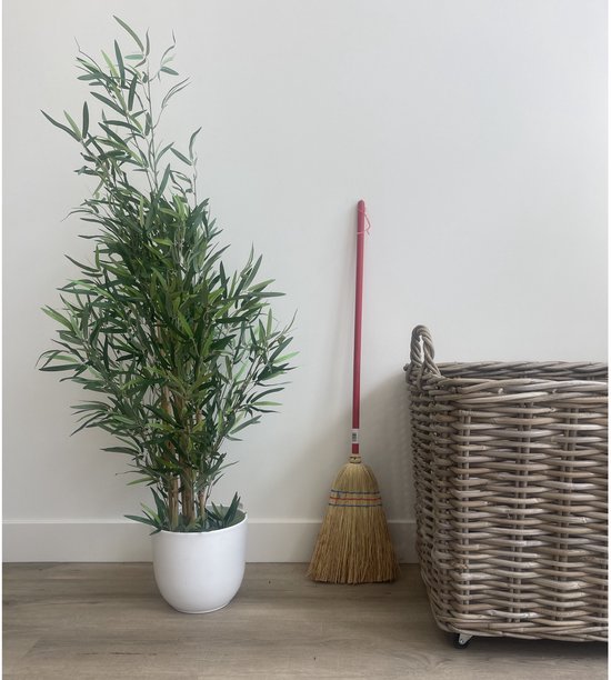 Kinderbezem - Stro - Rode gelakte houten Steel - 100 cm - Kamerbezem — afbeelding 2