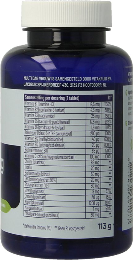 Vitakruid Multi Dag vrouw Voedingssupplement - 90 tabletten
