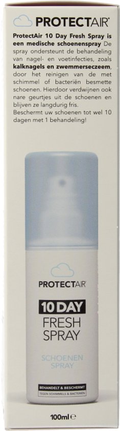 ProtectAir 10 Day Fresh Spray is een medische schoenenspray die schoenen behandelt tegen bacteriën.
