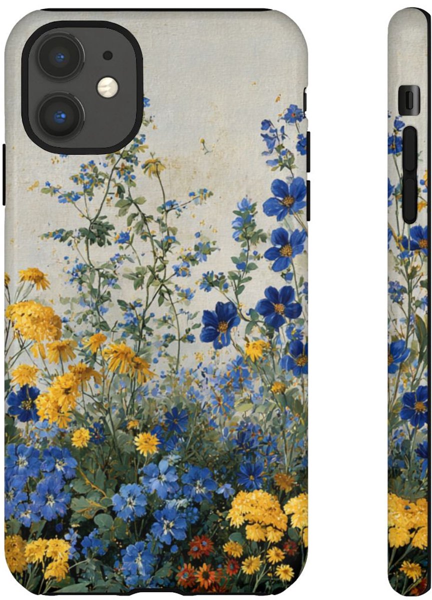 Blauwe en Gele Wilde Bloemen – Telefoonhoesje Geschikt voor iPhone 11