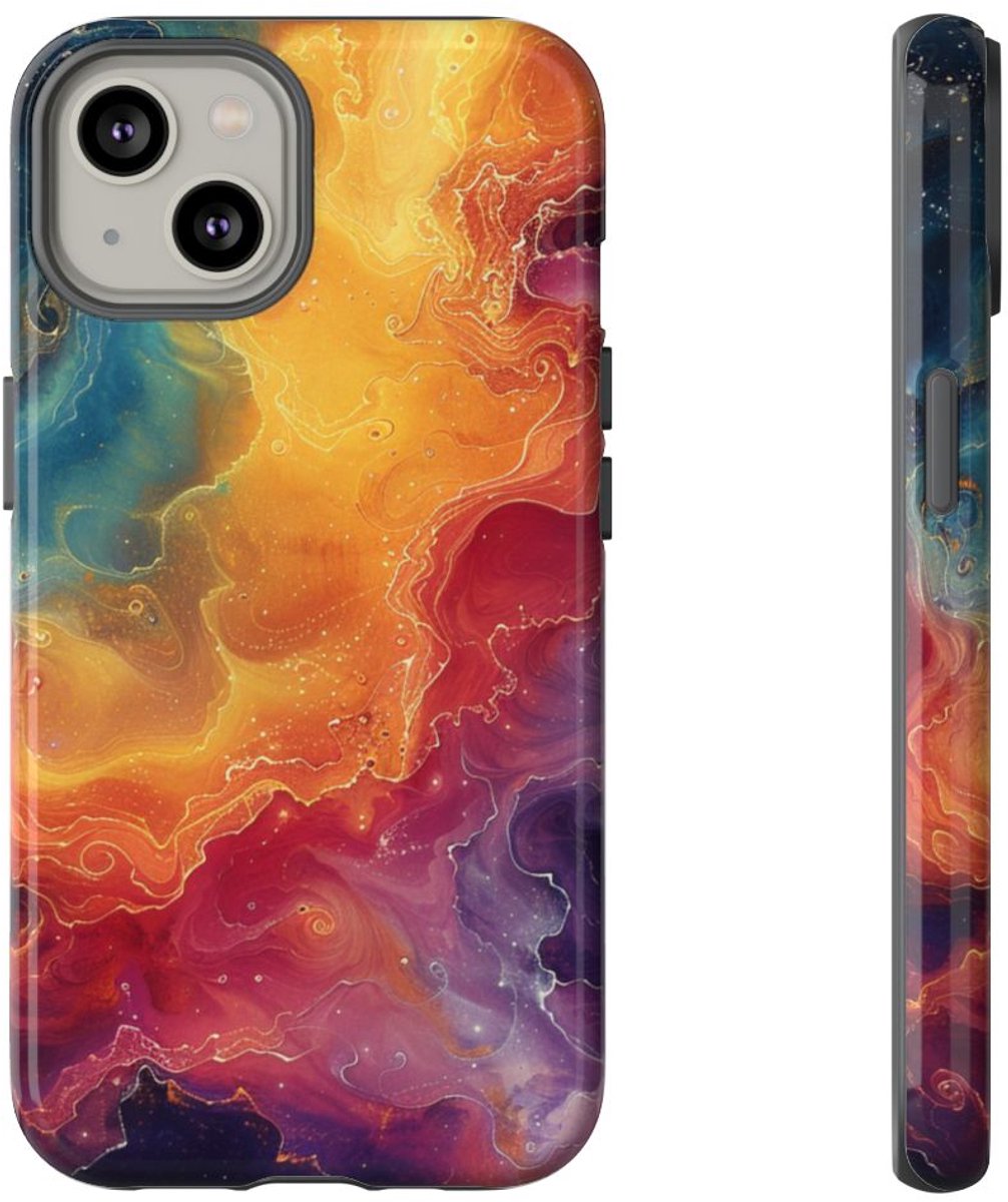 Kleurrijke Kosmische Nevel Abstract – Telefoonhoesje Geschikt voor iPhone 14