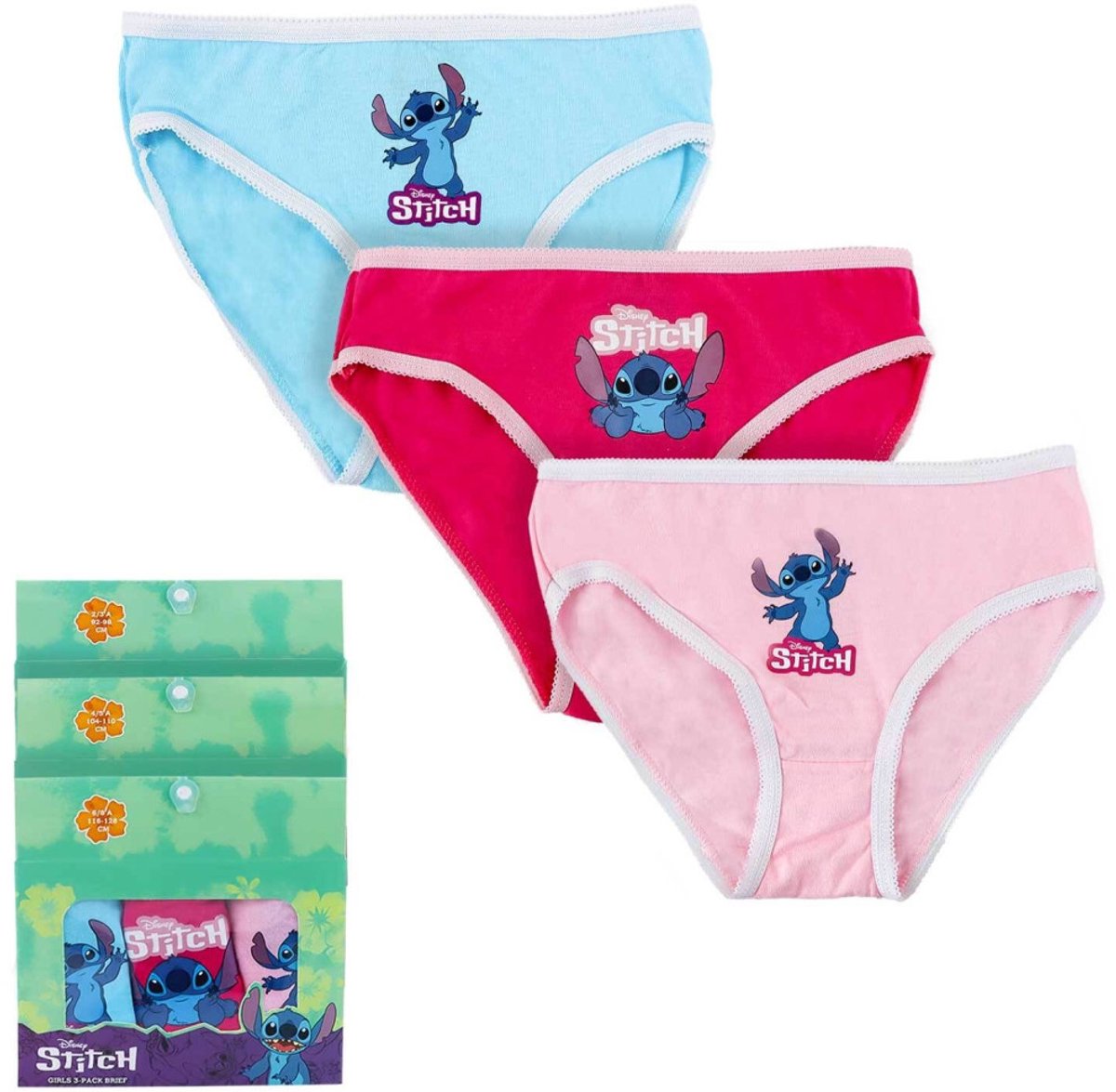 Disney Meisjesslips - 3-Pack - 3 kleuren - 100% katoen - 4/5 jaar - 104-110 cm Roze