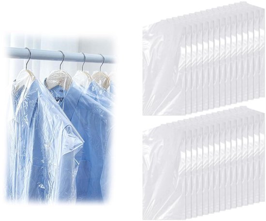 JSF Kledingbeschermhoes (60 x 160 cm), stofdicht, transparant, PEVA-wasbaar, kledinghoes met ritssluiting, kledinghoezen voor smoking, jas, overhemden, rokken (set van 4