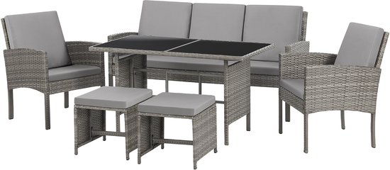 Svita Denver Poly Rotan Zitgroep – Lounge Set Grijs