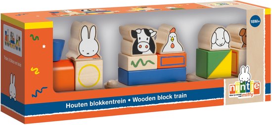 Nijntje houten speelgoed blokkentrein, trein met blokken - peuter kleuter educatief speelgoed - vanaf 1,5 jaar - Bambolino Toys