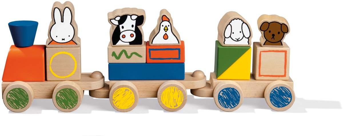 Nijntje houten speelgoed blokkentrein, trein met blokken - peuter kleuter educatief speelgoed - vanaf 1,5 jaar - Bambolino Toys cadeau tip — afbeelding 8